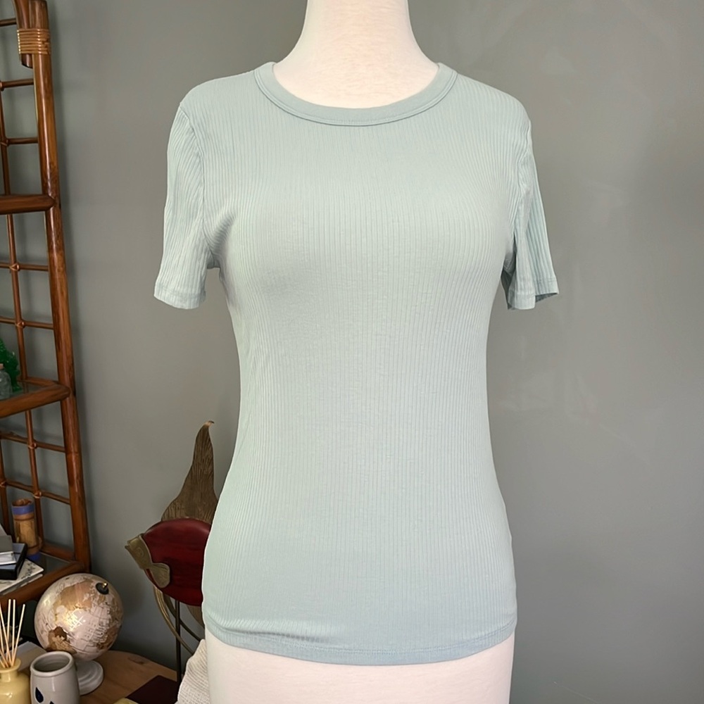 light blue fitted tee